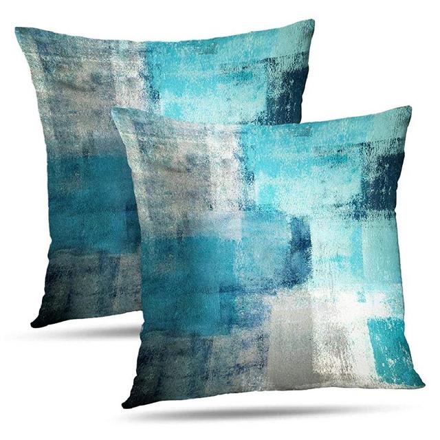 Alricc Turquoise Throw Pillow Covers 20x20 Teal, 2 Pack Square Decorative Pillow Cases Cushion for Farmhouse Home Decor