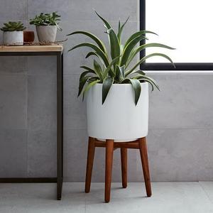 Mid-Century Turned Leg Standing Planters - Solid