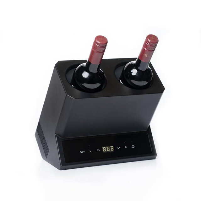 Elmonte Dual Wine Chiller - 2 Bottle Electric Wine Cooler with Adjustable Temperature Control (41-64°F) - Countertop Wine Bottle Chiller for Red & White Wine - Iceless Beverage Cooler for Home Bar