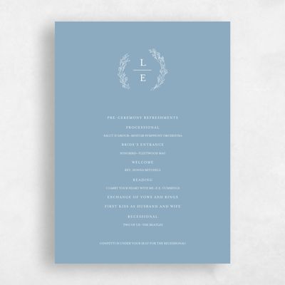 Blue Wedding Program - Merrion