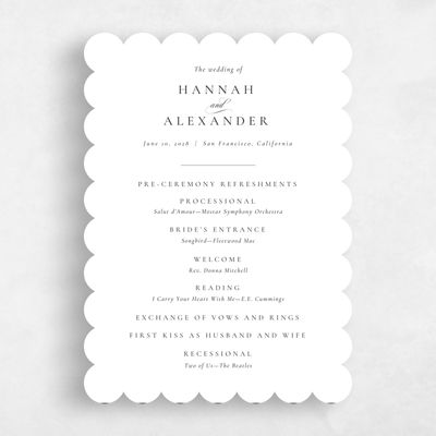 White Scalloped Wedding Program - Sloan