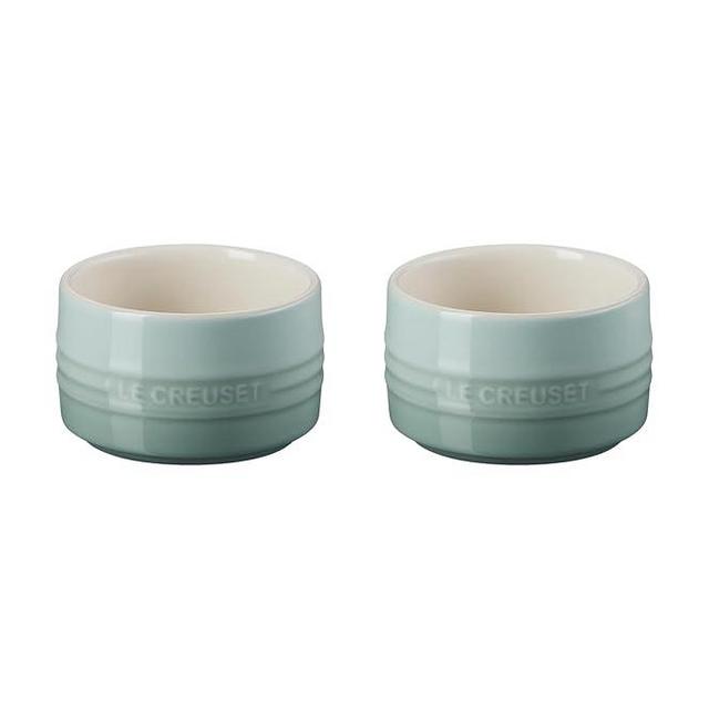 Le Creuset Stoneware Round Ramekin Straight Wall Set of 2, 6.75oz. Each, Sea Salt