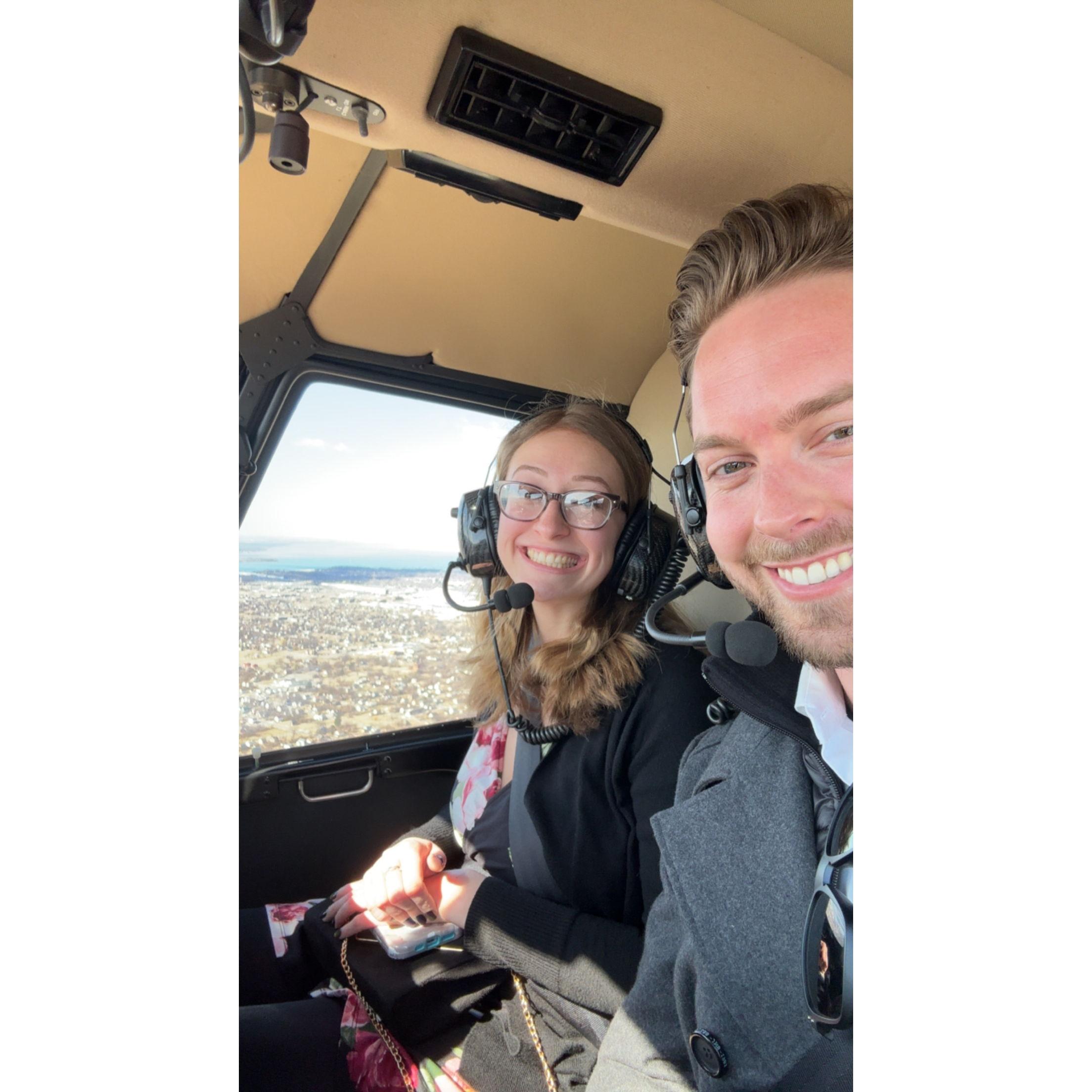 Our 2nd anniversary, we went on a helicopter ride over Detroit!