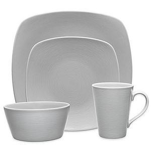 Noritake® Grey on Grey Swirl 4-Piece Square Place Setting