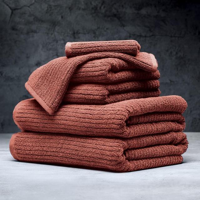 LUXOME Plush Performance 6-Piece Bath Towel Set | Dual-Loop Design | Ultra Soft | Highly Absorbent | Quick Drying | Clay