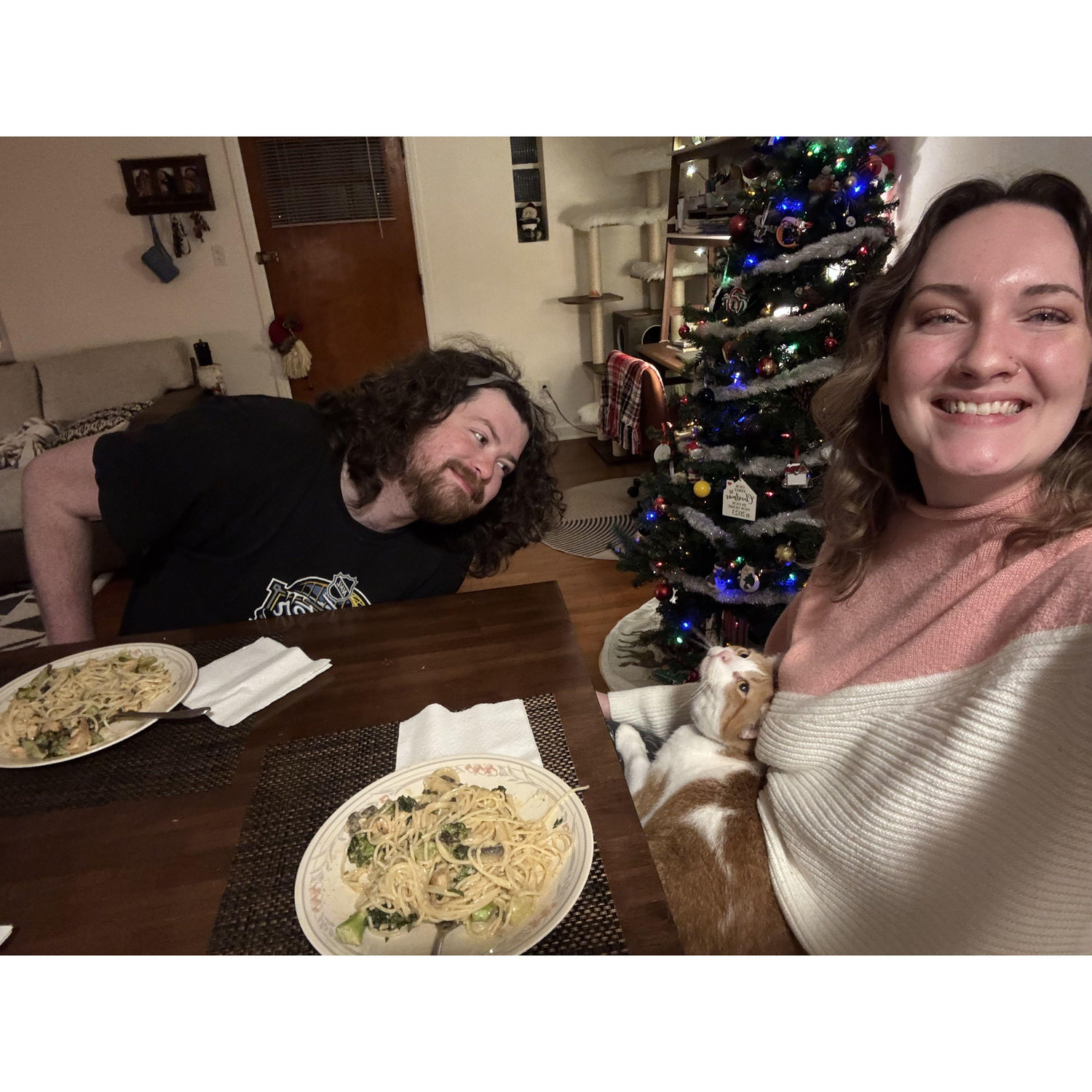 12.11.24 - Skarloey sits on Zoe's lap during a meal