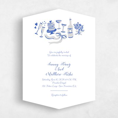 Blue Diamond Wedding Invitation - Remi Classic