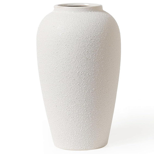 Kokrose Rustic Ceramic Table Vase, 11.8" Vintage Clay Tall Floor Ceramic Terracotta Vase for Table Centerpieces, Large Textured Farmhouse Decorative Vases for Home Decor