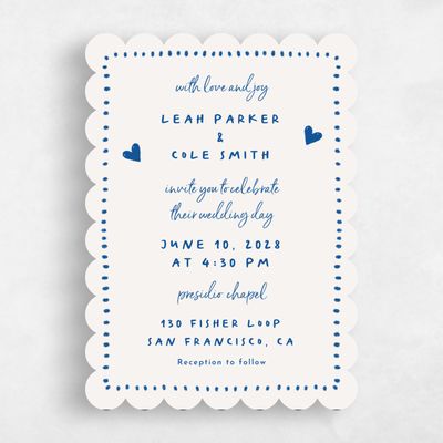 Blue Scalloped Wedding Invitation - Ceres Classic