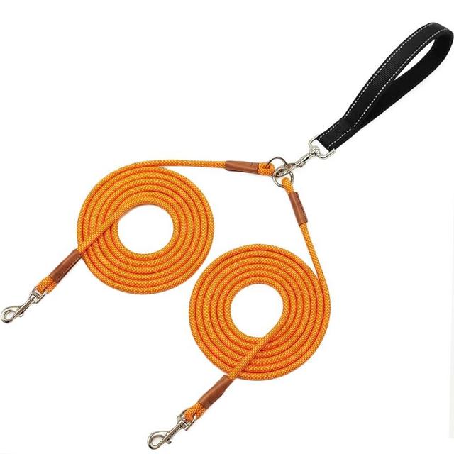 JDIDNEID 8FT Double Dog Leash, 2 Way Mulitiple Dog Leash Detachable No Tangle with Soft Padded Handle, 1/4" Rope Dual Dog Leash for 2 Dogs Outdoor Walking