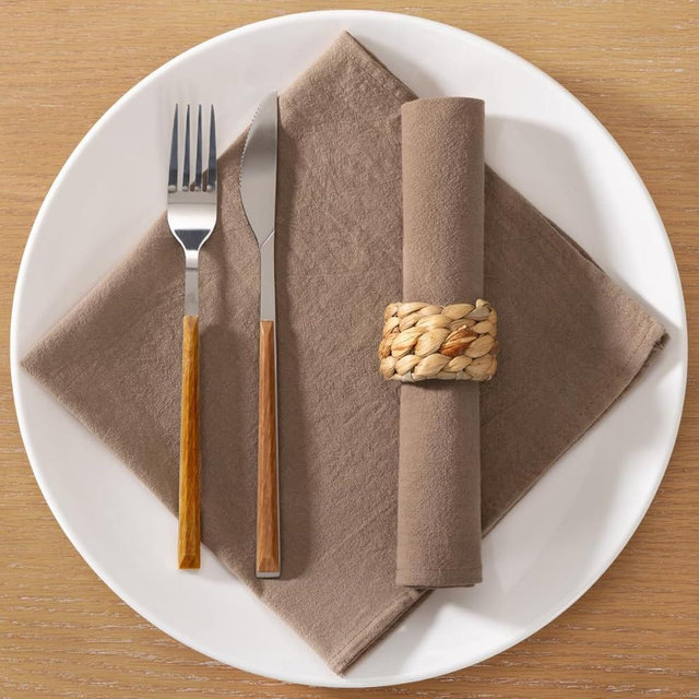 MLMC Cotton Linen Napkins Nude Rustic Washable Cloth Napkins Set of 4 17"x17" Soft Reusable Stonewashed Dinner Napkins Cloth for Wedding Party Reception Gathering Everyday Use