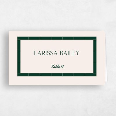 Green Typography Wedding Place Card - Metropol