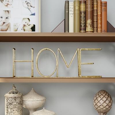 "Home" Metal Cutout Free Standing Table Top Sign Gold - Lavish Home