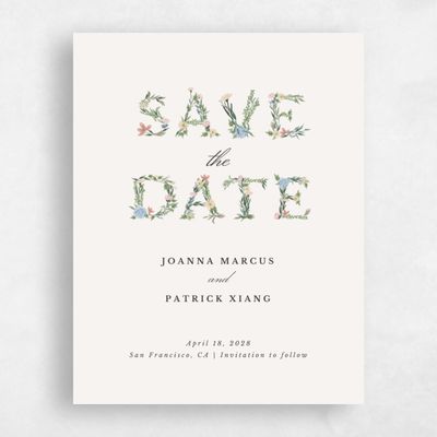 Beige Magnet Wedding Save the Date - Laurelwood Type
