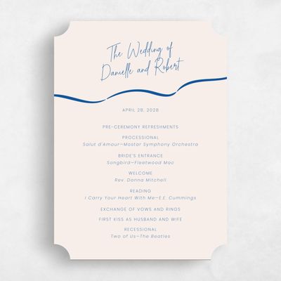 Blue Ticket Wedding Program - Cosette