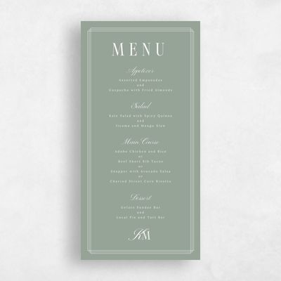 Sage, Green Wedding Menu - Mahogany