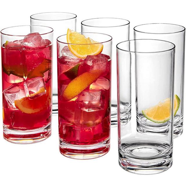 Amazing Abby - Probity - 16-Ounce Plastic Tumblers (Set of 6), Plastic Drinking Glasses, All-Clear High-Balls, Reusable Plastic Cups, BPA-Free, Shatter-Proof, Dishwasher-Safe