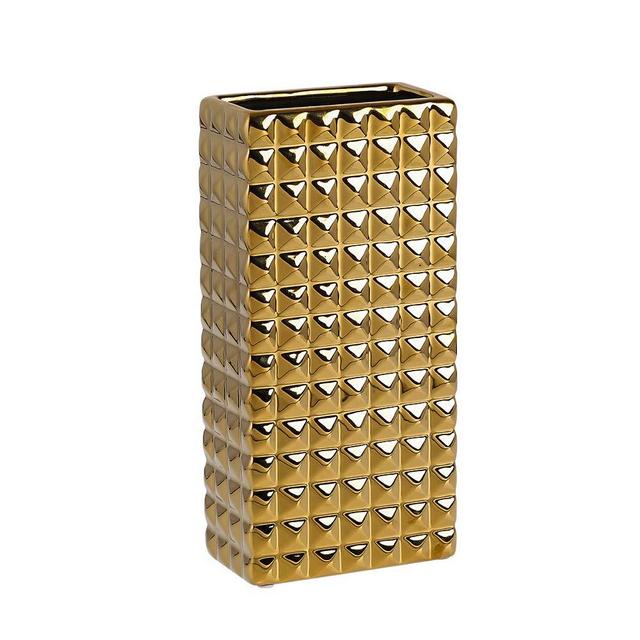 LIONWEI LIONWELI Ceramic Flower Vase Decorative Vase Home Decor Vase and Table Centerpieces Vase - Ideal Gifts for Friends and Family, Christmas, Wedding, Bridal Shower-Rectangle (Gold)