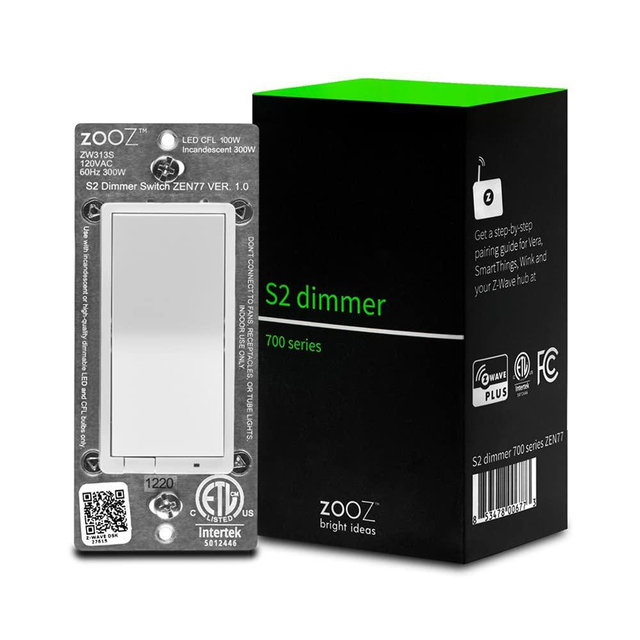 Zooz 700 Series Z-Wave Plus S2 Dimmer Switch ZEN77, White | Simple Direct 3-Way and 4-Way Solution (Works with Regular Switches, No Aux Switch Needed) | Z-Wave Hub Required