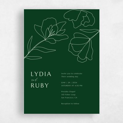 Forest, Green Wedding Invitation - Emeline Bloom