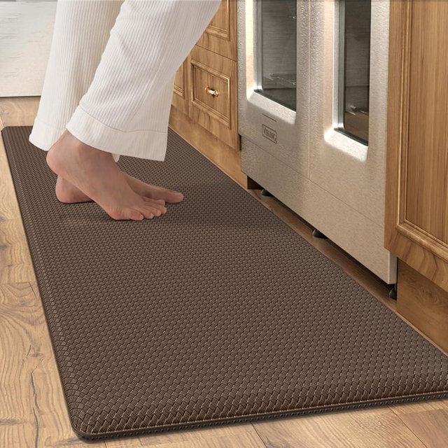 Oakeep Kitchen Mats for Floor Cushioned Anti Fatigue, Runner Rug Waterproof, Memory Foam Padded for Standing, 17x59, Brown