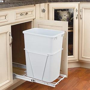 Rev-A-Shelf - RV-814PB - Single 20 Qt. Pull-Out White Waste Container with Adjustable Frame