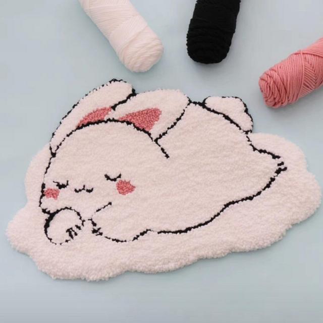 Punch needle beginner kit bunny rug room decor/DIY kit with yarn/All Materials Included