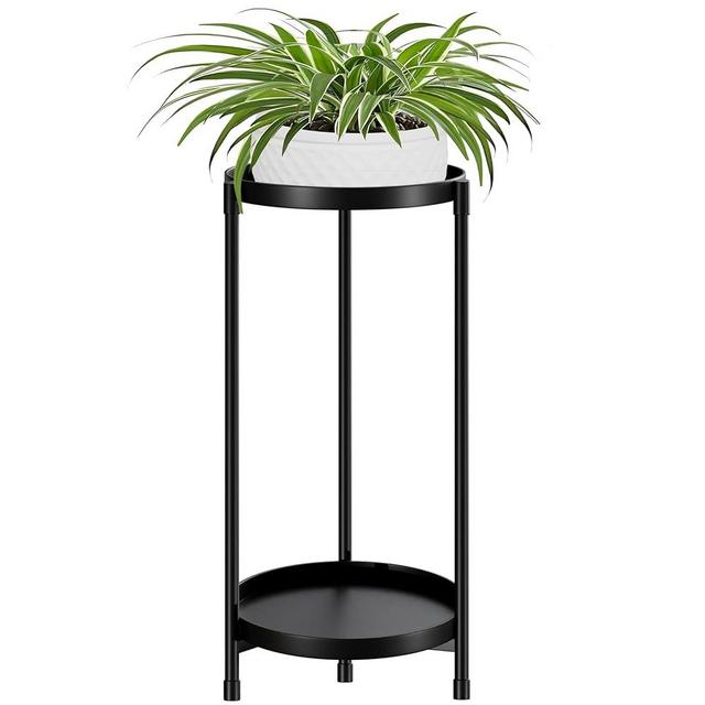 Atpddpey Plant Stand indoor outdoor - 2 Tier black Tall Metal Flower Pot Holder Potted Display Rack - Heavy Duty Corner Plant Shelf for Patio Garden Balcony Living Room Bedroom