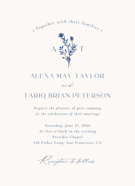 Hazel Portrait | Dusty Cobalt | Zola Wedding Invitations