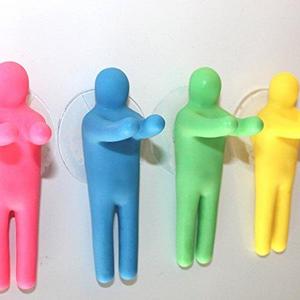 Lucore Colorful People Toothbrush Holder & Utility Suction Hook - Set of 4 Pcs