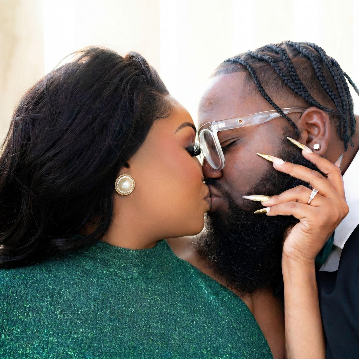 A sweet and passionate kiss that says everything words cannot. This moment captures the joy, excitement, and deep love we feel as we prepare to begin our forever together.