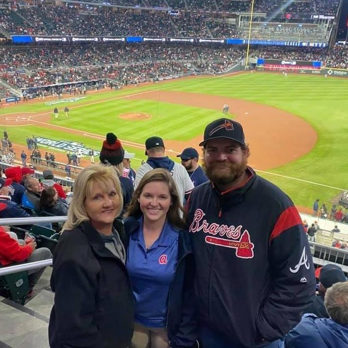 Go Braves! My mom and Jimmy enjoying a World Series games, I popped by to see them and get a picture pregame.