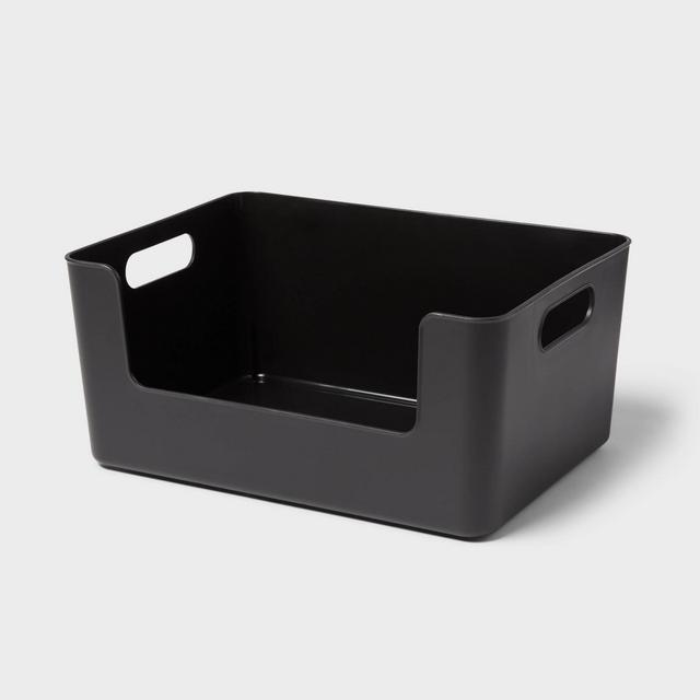 Large Plastic Open Face Pantry Bin Black - Brightroom™