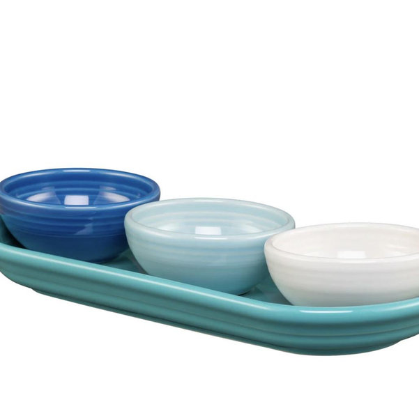 Coastal Blues Mixed Colors 4-Piece Condiment Set