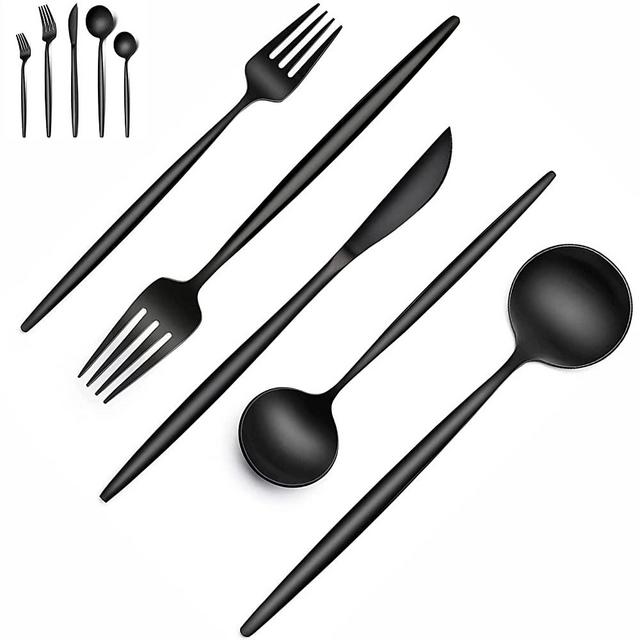 40 Pieces Black Silverware Set, Stainless Steel Flatware Set Service for 8, Tableware Cutlery Set, Utensils for Home, Restaurant, hotel, Include Knife Fork Spoon Set,Dishwasher Safe