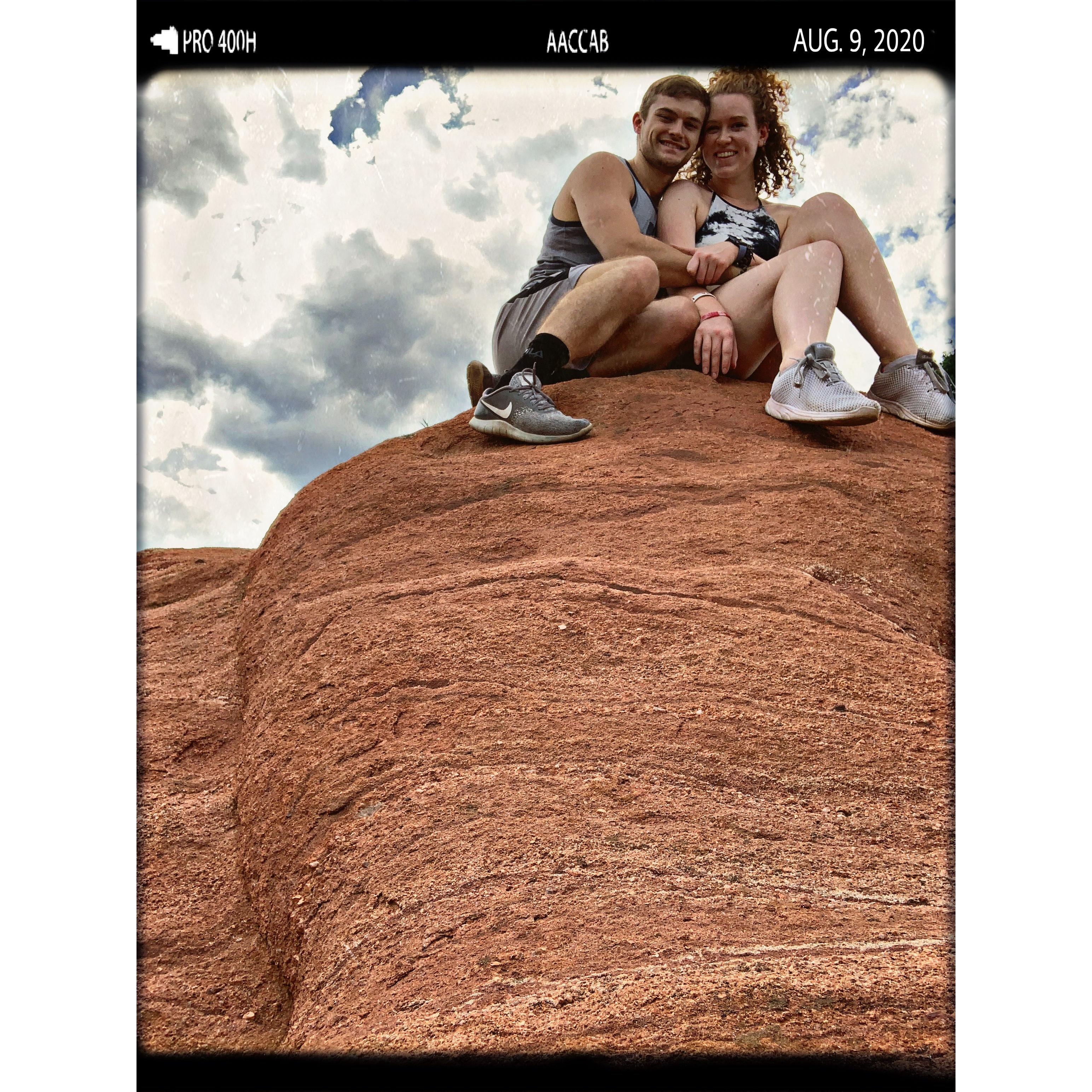 Climbing rocks in the "Garden of the Gods" in Colorado