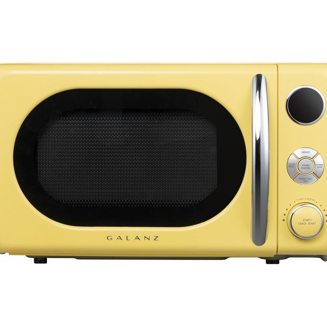Retro Countertop Microwave Oven, Yellow