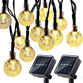 Lyhope Solar Outdoor String Lights, Waterproof Solar Powered (Warm White,2 Pack)