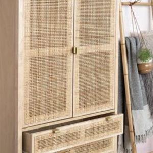 Bohemian Woven Cane Cabinet