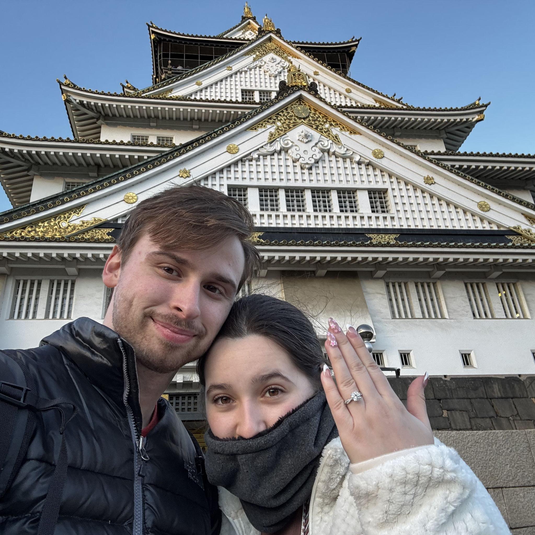 Showing off the ring at Osaka Castle 🌸