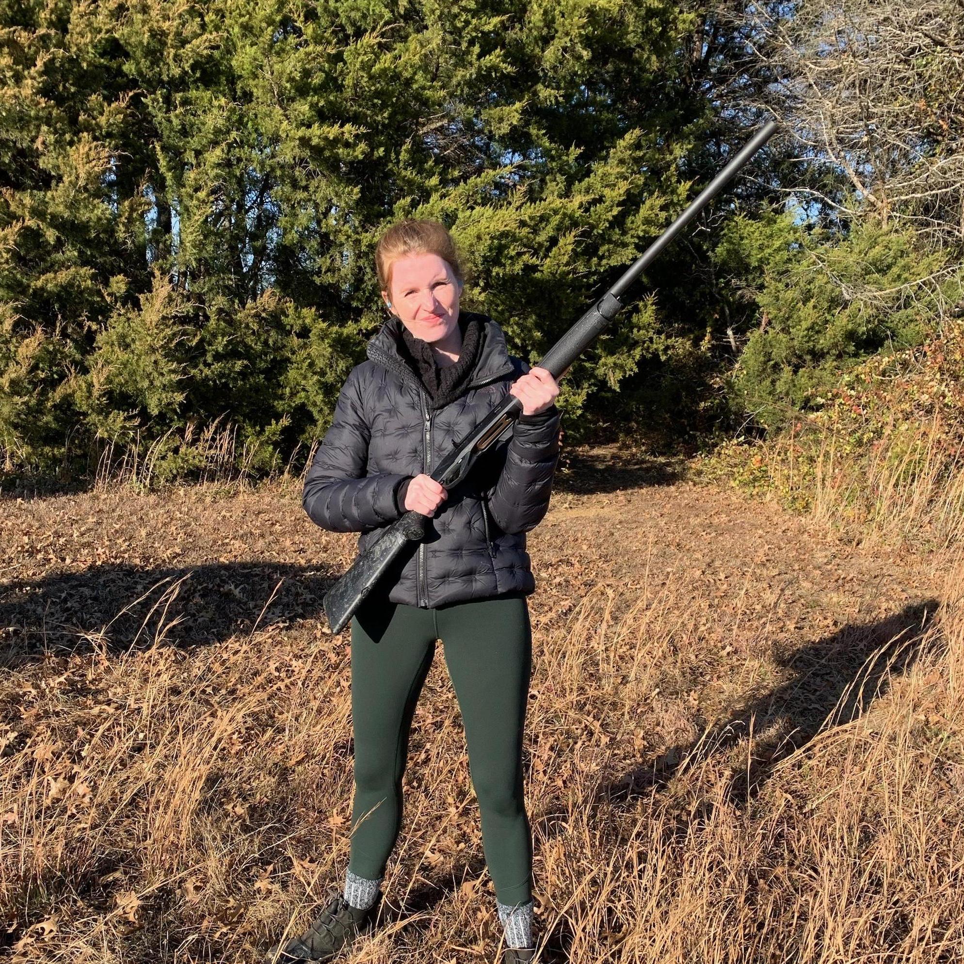 Elaine with a shotgun