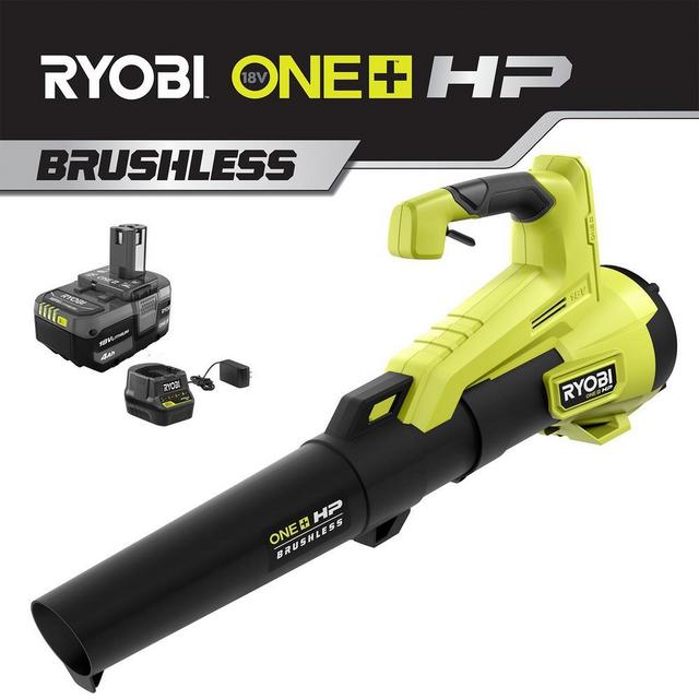 110 MPH 350 CFM ONE+ HP 18-Volt Brushless Lithium-Ion Cordless Jet-Fan Leaf Blower - 4.0 Ah Battery and Charger