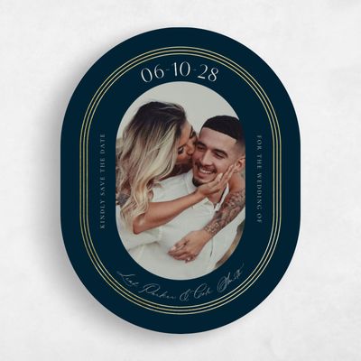 Blue Typography Wedding Save the Date - Tatum Photo Foil