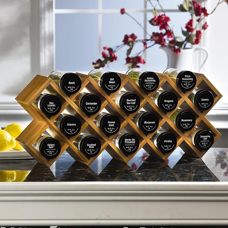 Kamenstein, Criss-Cross Bamboo 18-Jar Spice Rack | Zola