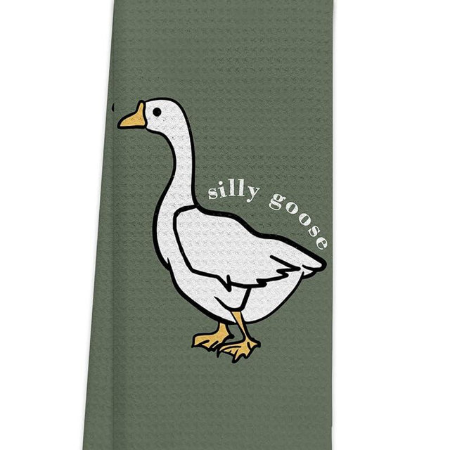 TUNW Silly Goose Funny Cartoon Goose Soft and Absorbent Kitchen Towels Dishcloth,Christian Hand Towels Dish Towels 16″×24″,Funny Goose Gifts,Goose Lover Gifts
