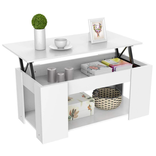 Yaheetech Lift-up Top Coffee Table w/Hidden Storage Compartment & Shelf White