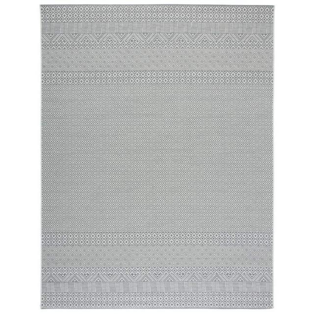 Courtyard Gray 9 ft. x 12 ft. Striped Outdoor Rug