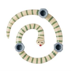 Laetitia Rouget - Khaki & Blue Sneaky Stripes Candle Holder
