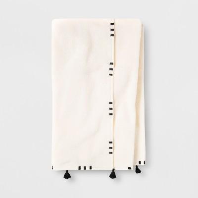 Embroidered Hem Bath Towel Black/Cream - Opalhouse™