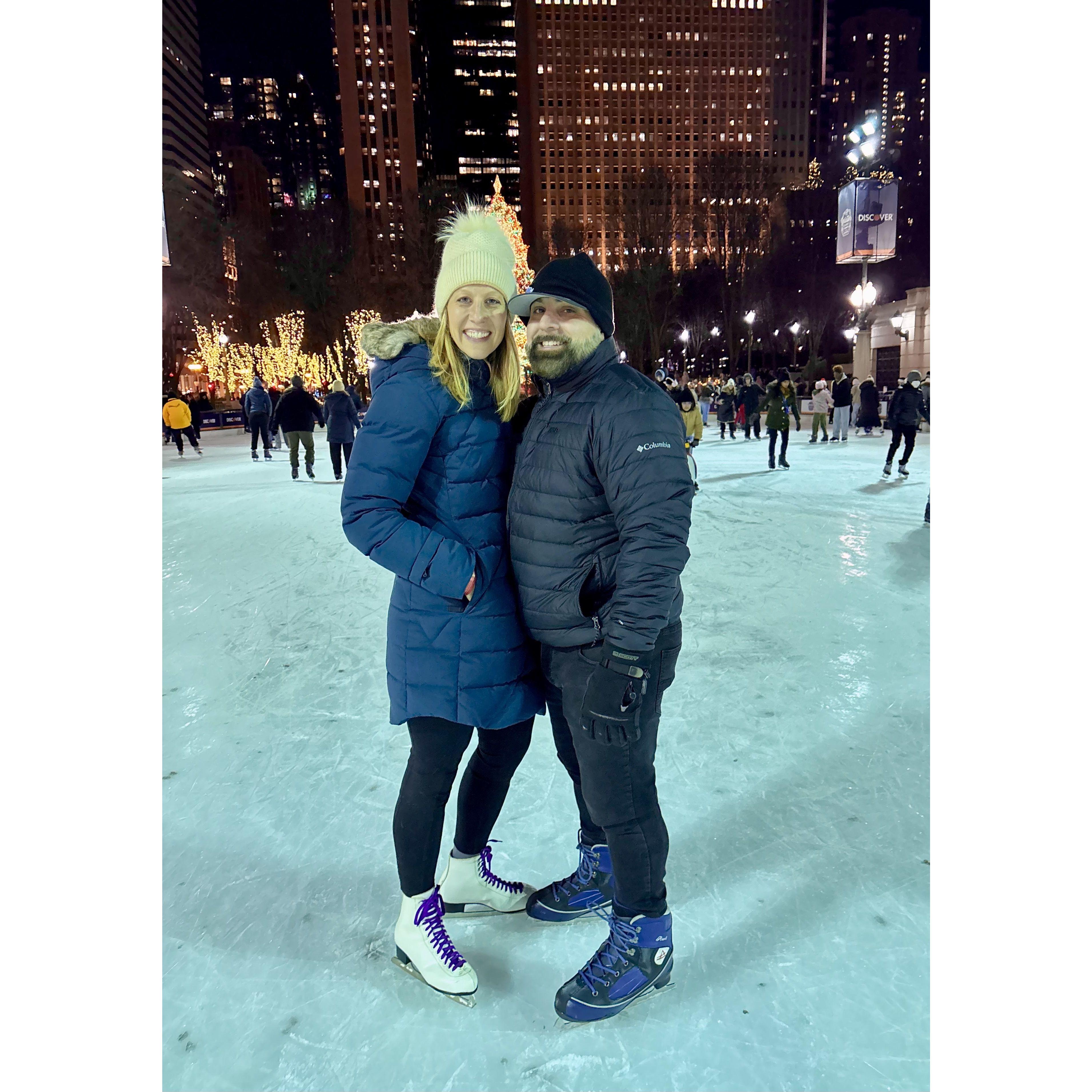 Enjoying engagement in downtown Chicago